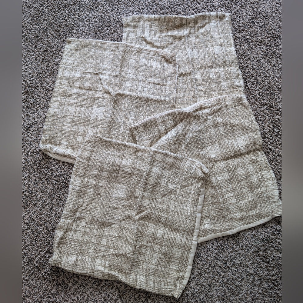 Set of 4 Beige Textured Throw Pillow Covers